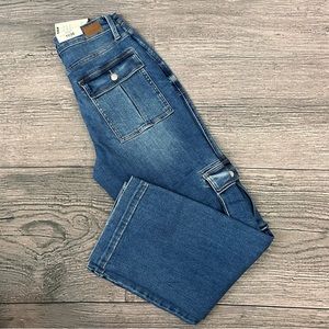 NWT Judy Blue high waist blue denim cargo jeans